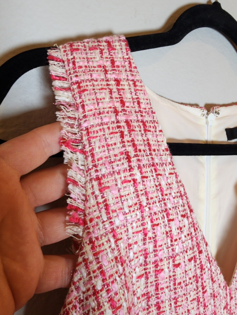 NWT J. Crew Pink Tweed Sleeveless V-neck Sheath Dress Women's Size 8 - Picture 2 of 16